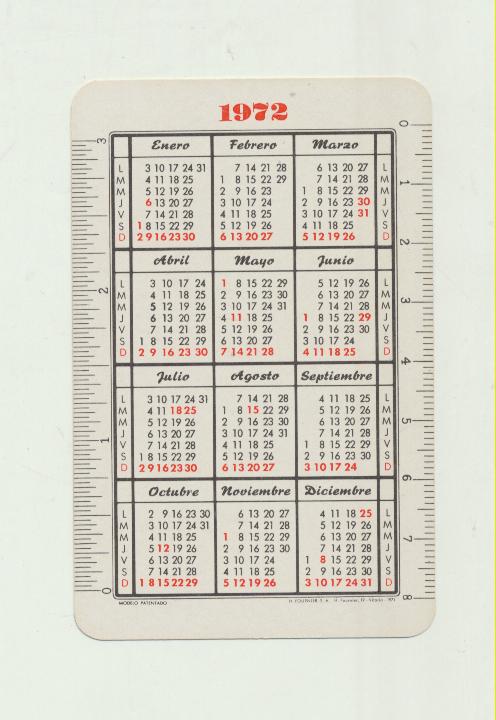 Calendario Fournier. El Buen Pastor 23. 1972. Sin Apostolado de Fátima