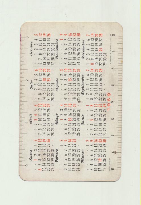 Calendario Fournier. Álvarez. Geografía e Historia 1969