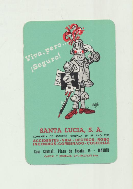 Calendario Fournier. Santa Lucia 1972