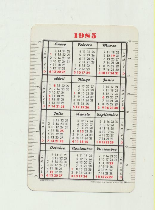 Calendario Fournier. Imedio 1985