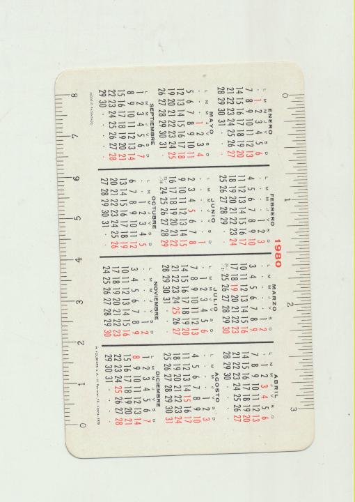 Calendario Fournier. Santa Lucia 1980