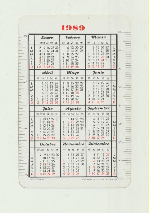 Calendario Fournier. Industrial P.B.R.