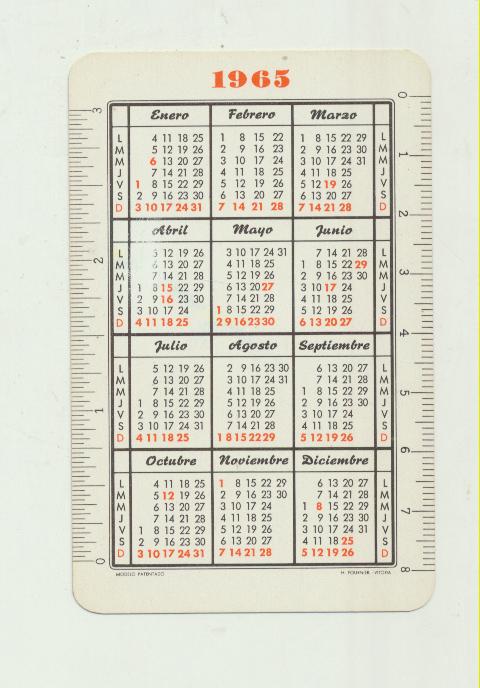 Calendario Fournier. Indanthren 1965