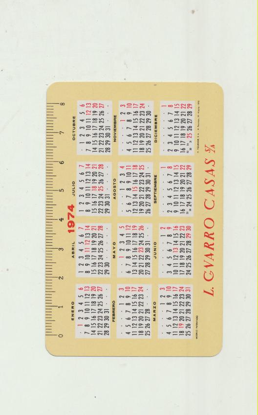 Calendario Fournier. L. Guarro Casas 1974