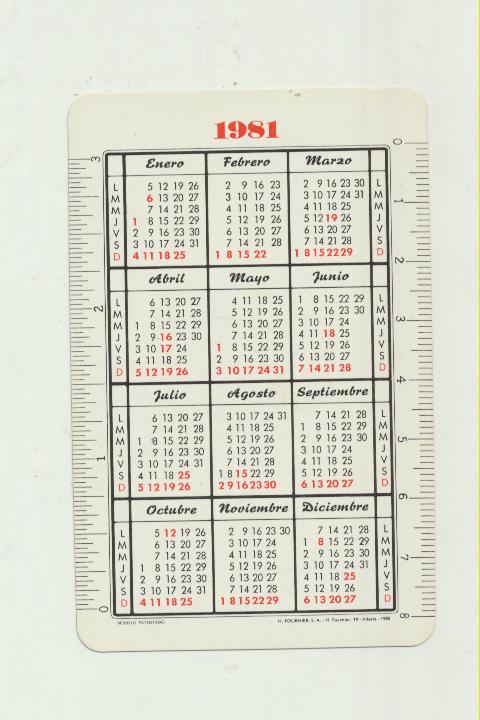 Calendario Fournier. Beato Valentín de Berrio-Otxoa 1981
