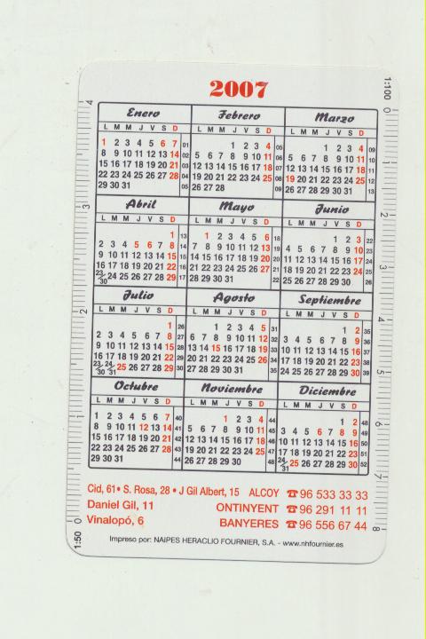 Calendario Fournier. Inmobiliaria Carbonell 2007