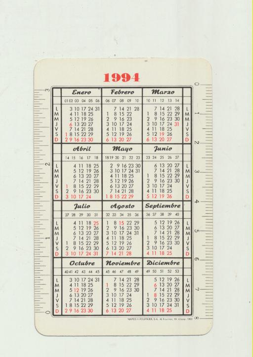 Calendario Fournier. Santa Lucia 1994
