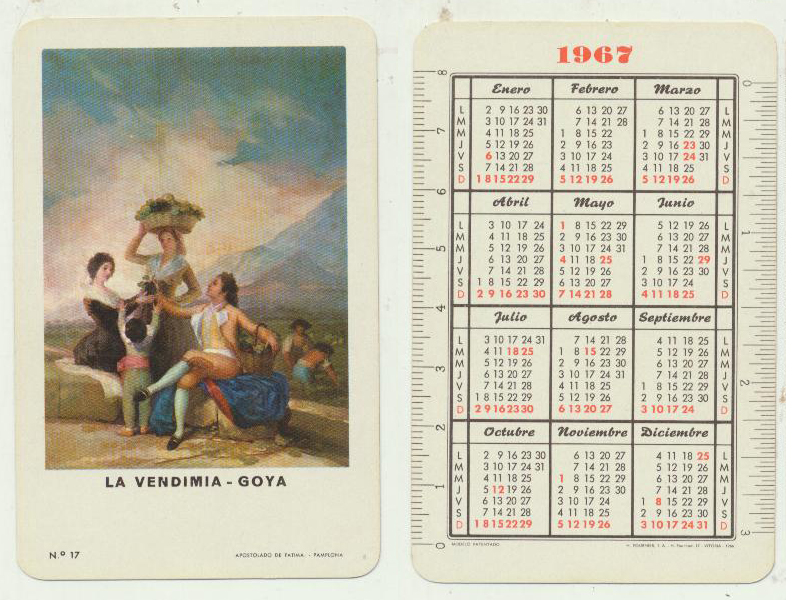 Calendario Fournier. la Vendimia-Goya 1967