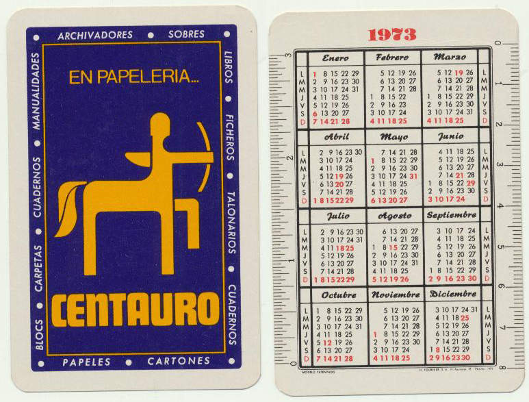 Calendario Fournier. Centauro 1973