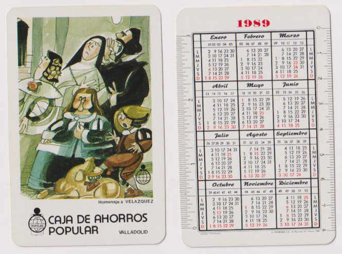 Calendario Fournier. Caja de Ahorros provincial de Valladolid 1989