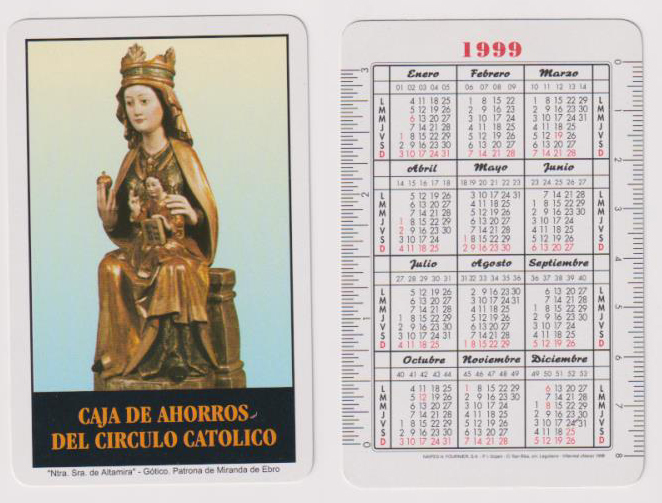 Calendario Fournier. Caja de Ahorros del Circulo Católico 1999