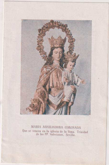 Calendario Salesiano 1956. María auxiliadora. Sevilla