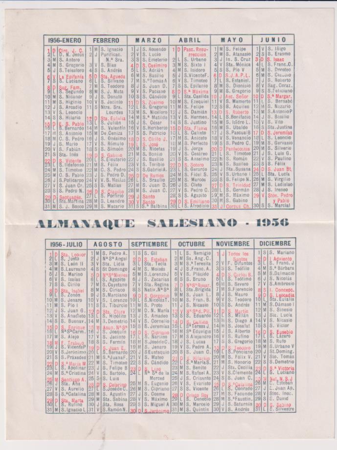 Calendario Salesiano 1956. María auxiliadora. Sevilla