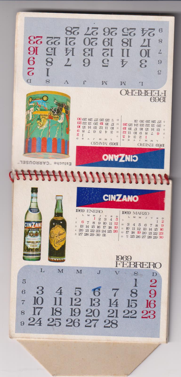 Almanaque-Calendario de mesa. Publicidad de Cinzano 1969 (14,5x11,5) 12 páginas + tapas