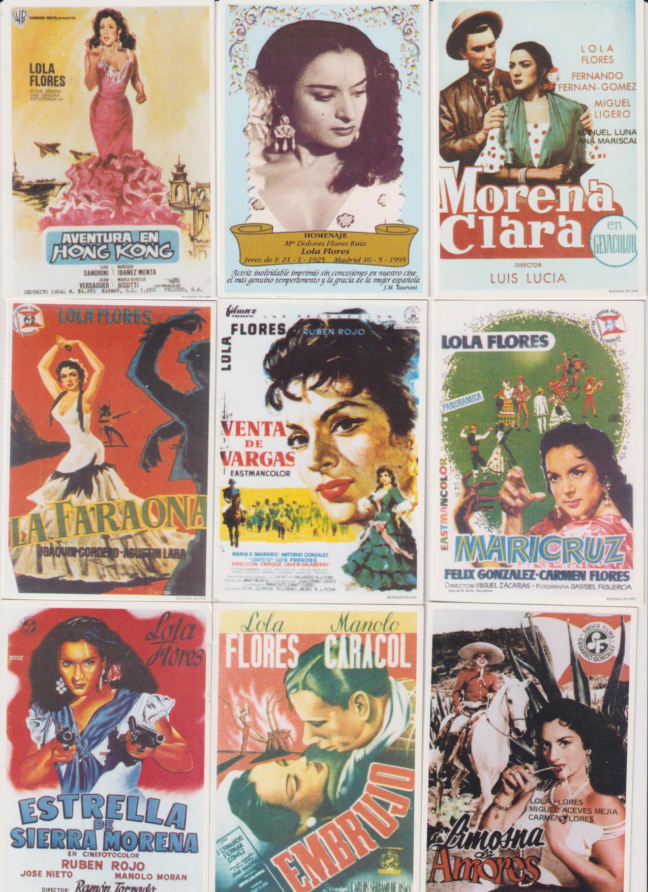 Películas de Lola Flores. Serie de 9 Calendarios , Año 2004. SIN USAR