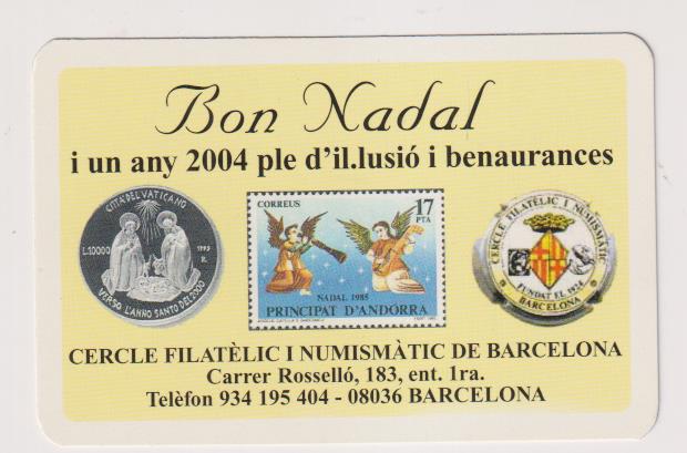 Calendario Comas 2004. Cercle Filatelic i Numismatic de Barcelona