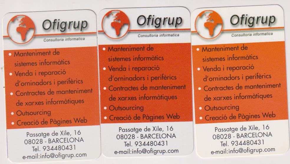 Lote de 3 Calendarios Comas (8,5x6,2) Ofigrup para 2006,2007 y 2008. En Catalán