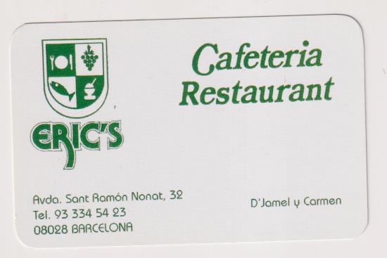 Calendario Comas para 2007. Cafetería Restaurant Eric´s. En catalán