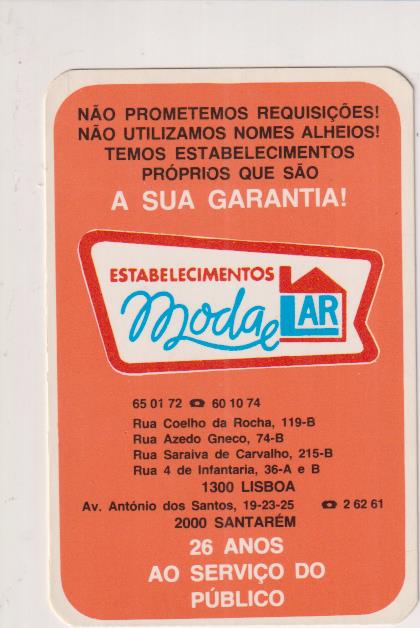Establecimientos Modal Lar. Santarém (Portugal) Calendario para 1985