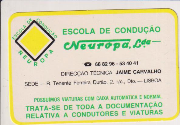Calendario Neuropa. Escola de ConduÇao para 1987