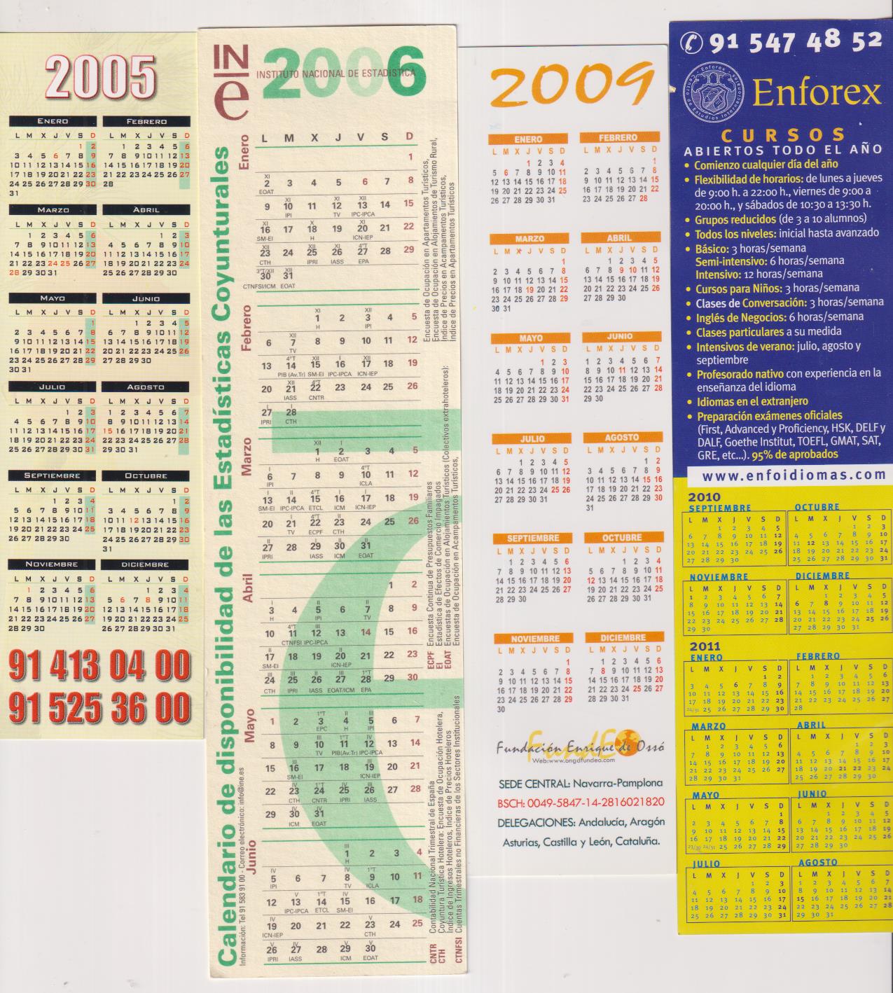 lote de 4 calendarios maca páginas: 2005, 2006, 2009 y 2010