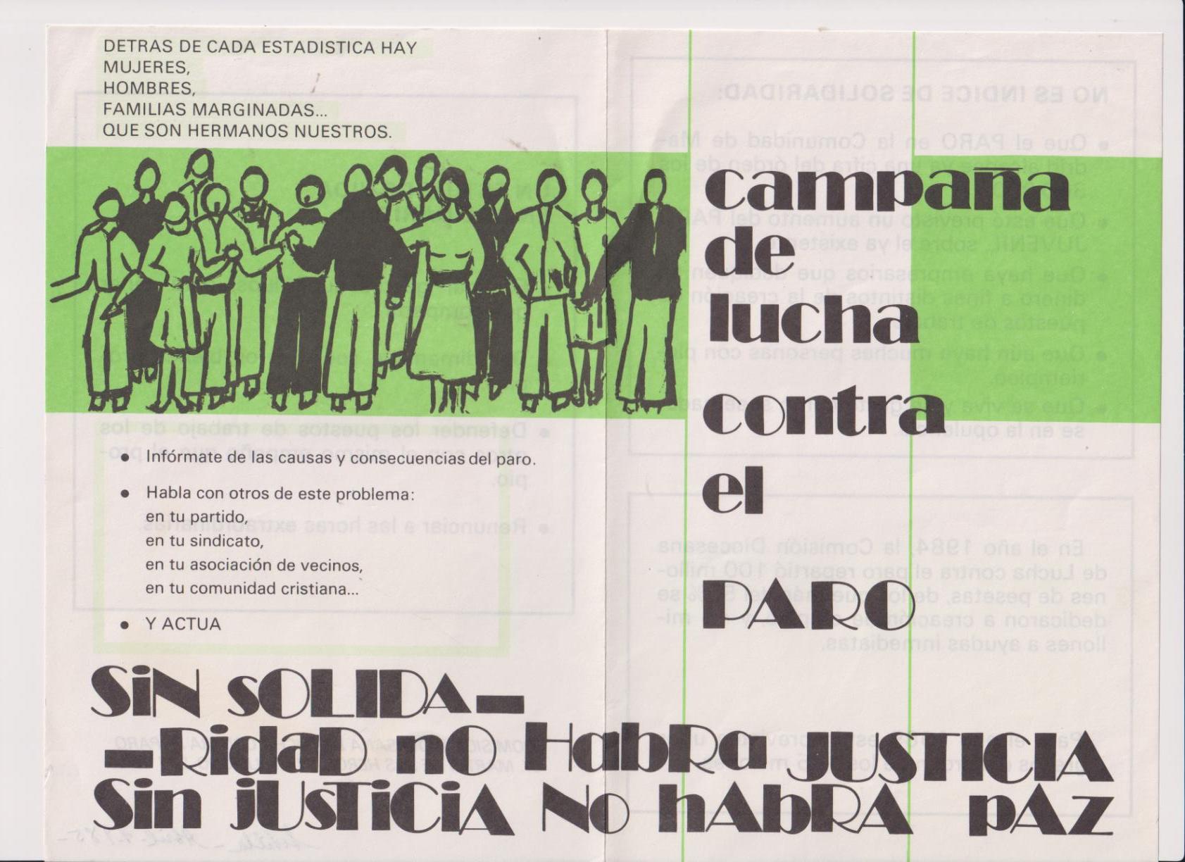 Cartel de mano. Campaña de Lucha contra el Paro. 1985