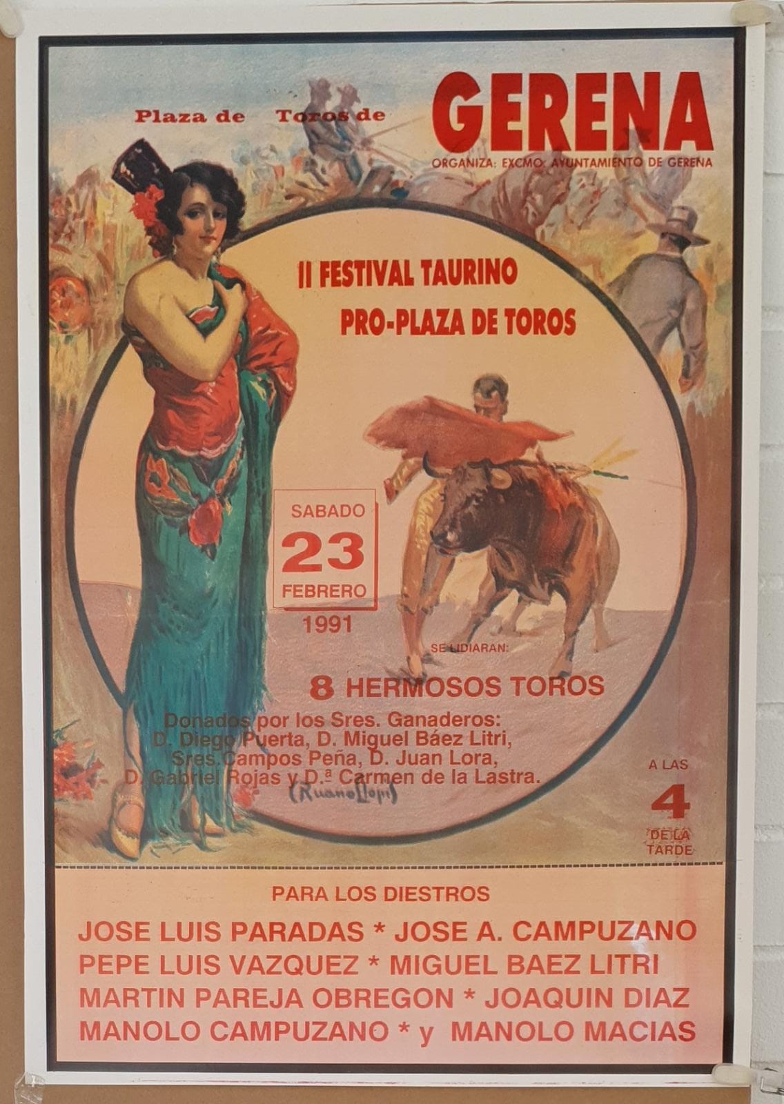P=laza de Toros Gerena. II Festival Taurino Pro-Plaza de Toros. 23 Febrero de 1991