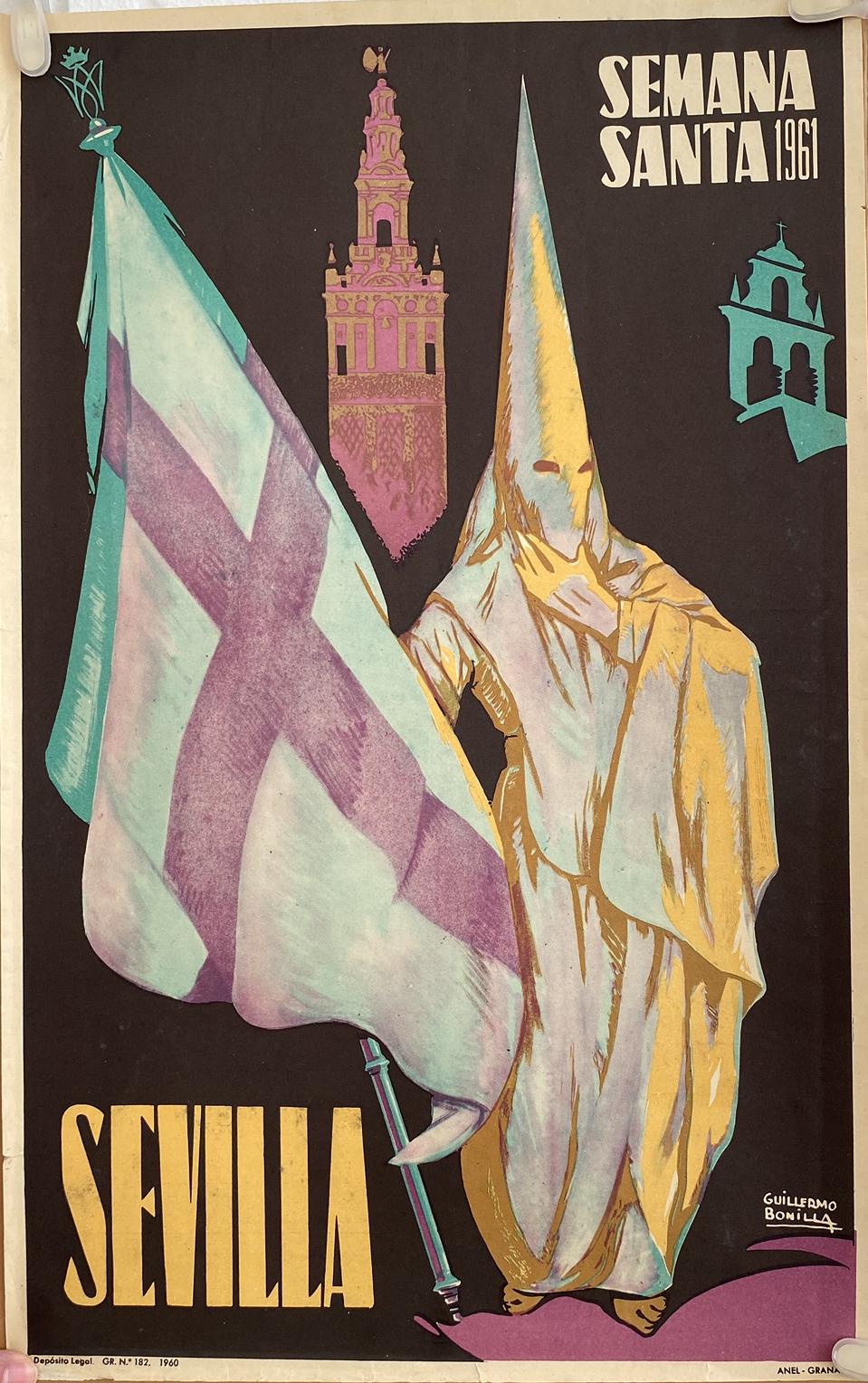 Cartel (31x50) Sevilla Semana Santa 1961. Autor Guillermo Bonilla
