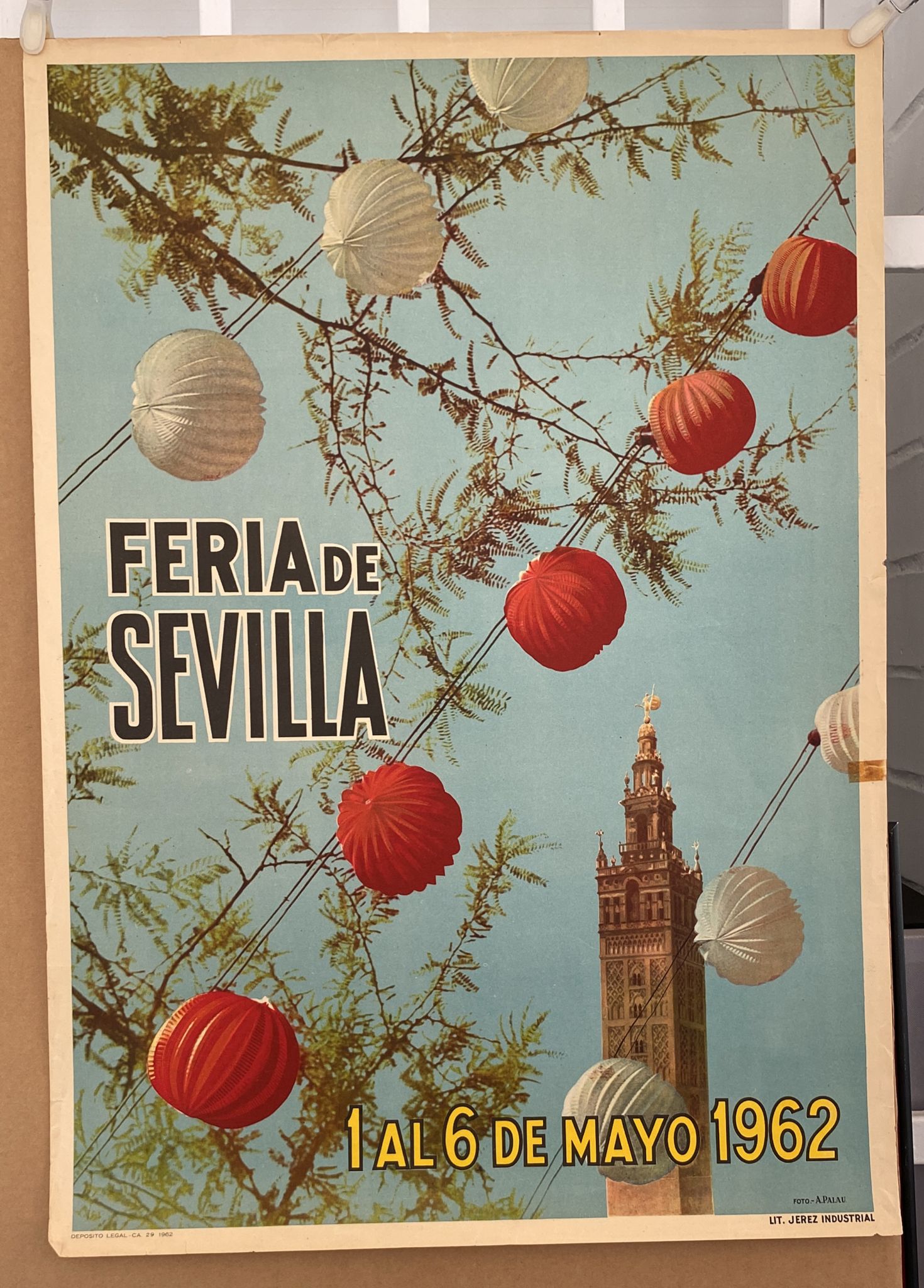 Cartel (67x48) Feria de Sevilla 1 al 6 de mayo 1962. 