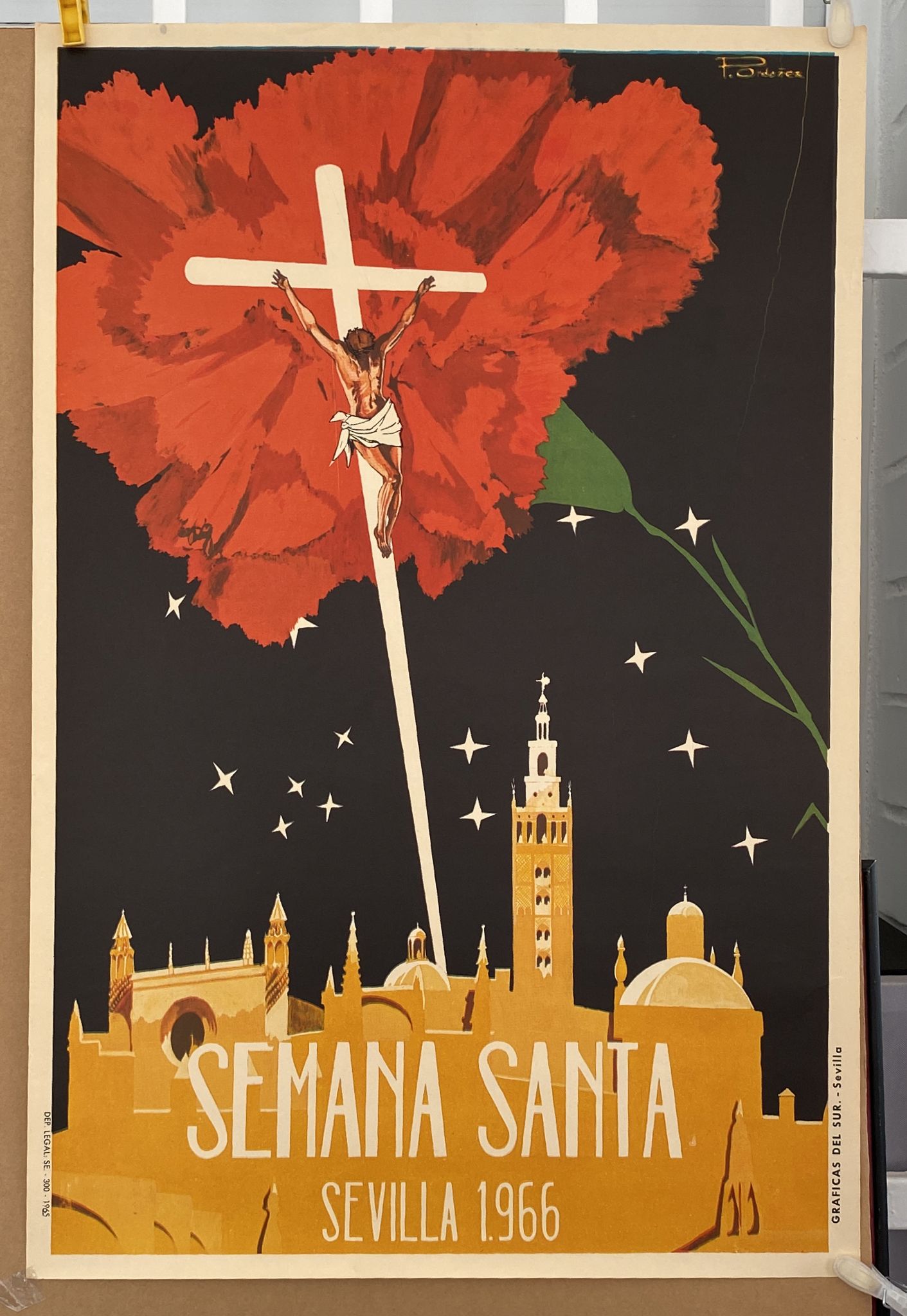 Cartel (67x45) Sevilla Semana Santa 1966. Autor P. Ordóñez