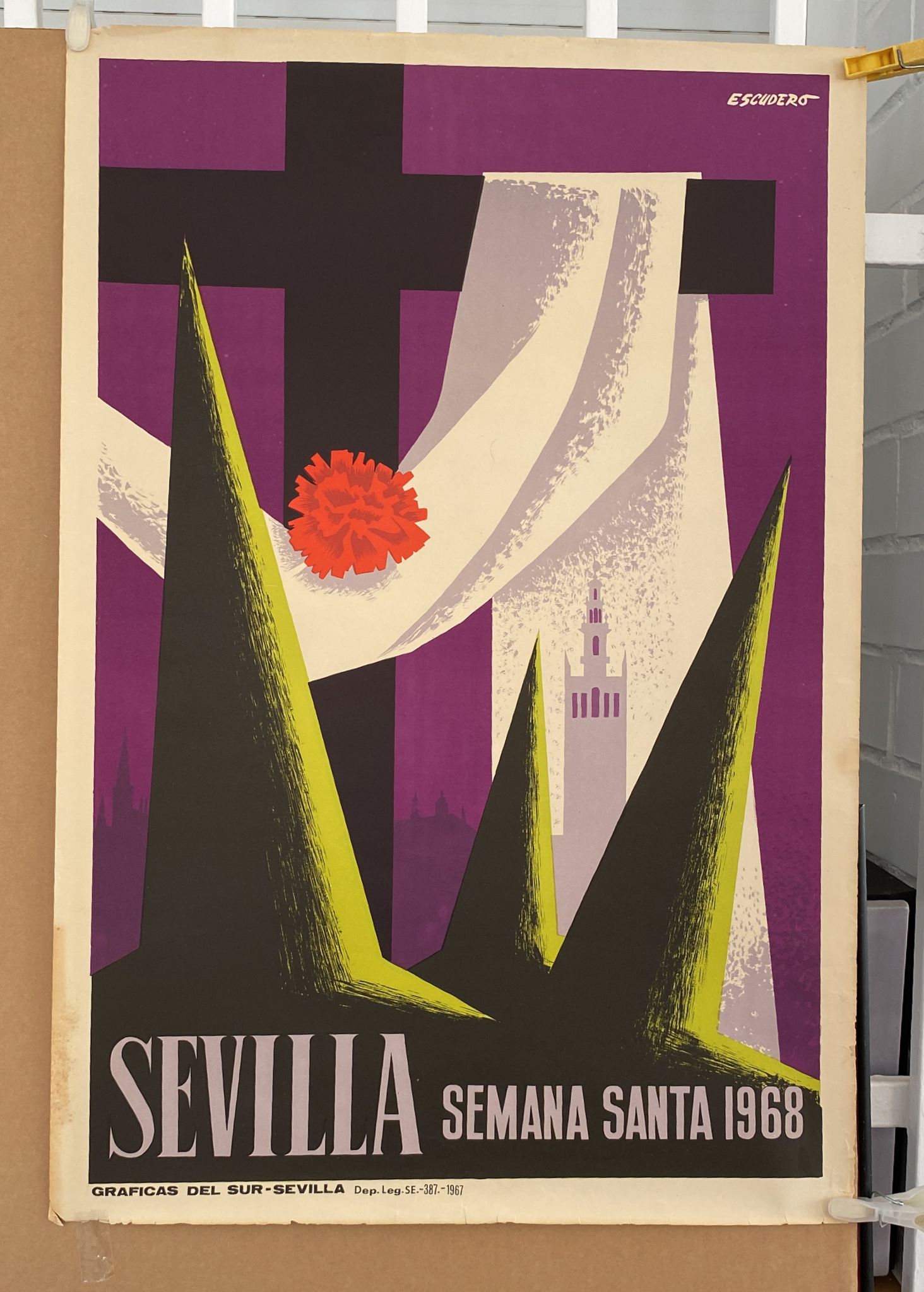 Cartel (69,5x47) Sevilla Semana Santa 1968. Autor Escudero