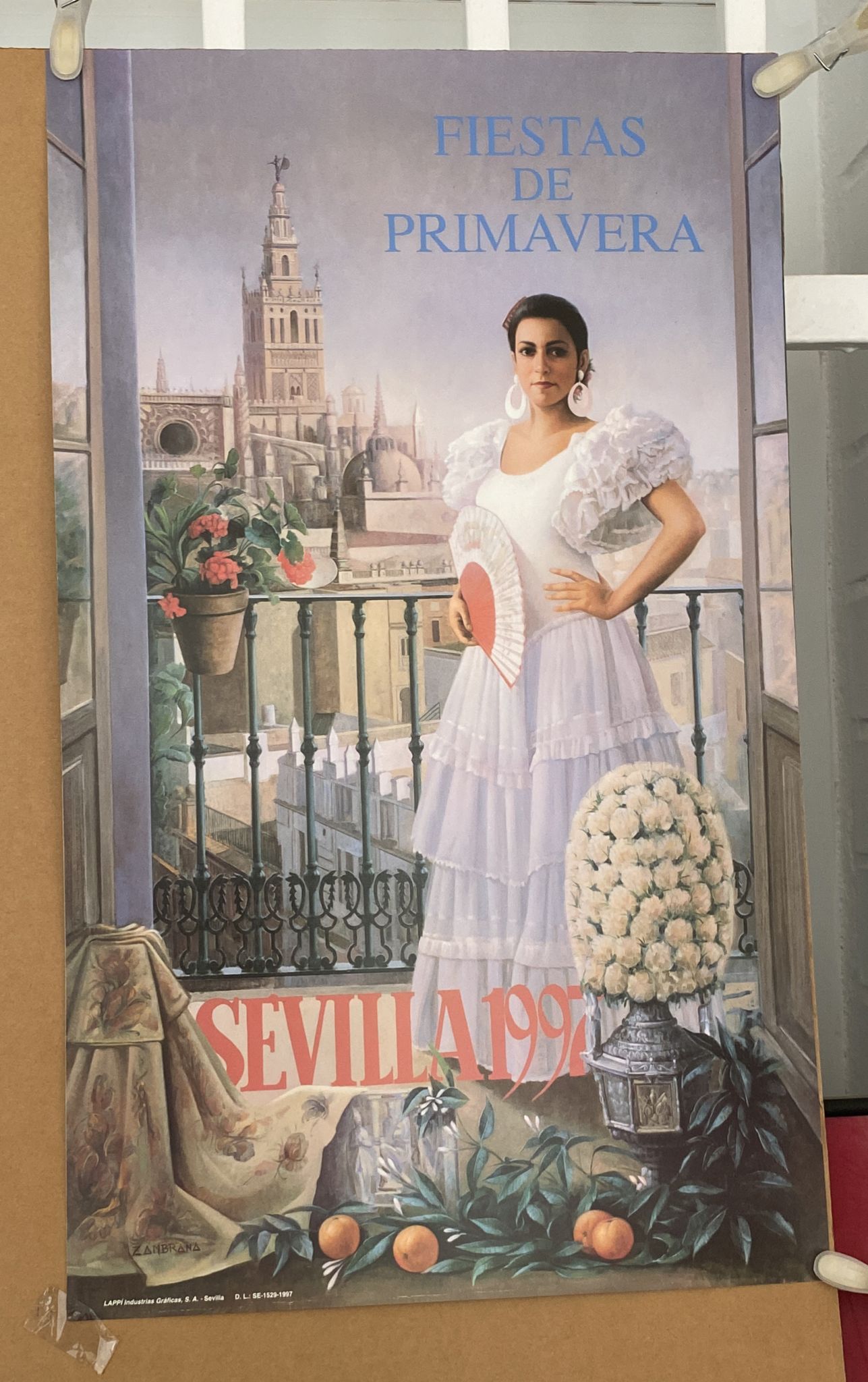 Cartel (52x31) Sevilla Fiestas de Primavera 1997. Autor A. Zambrana