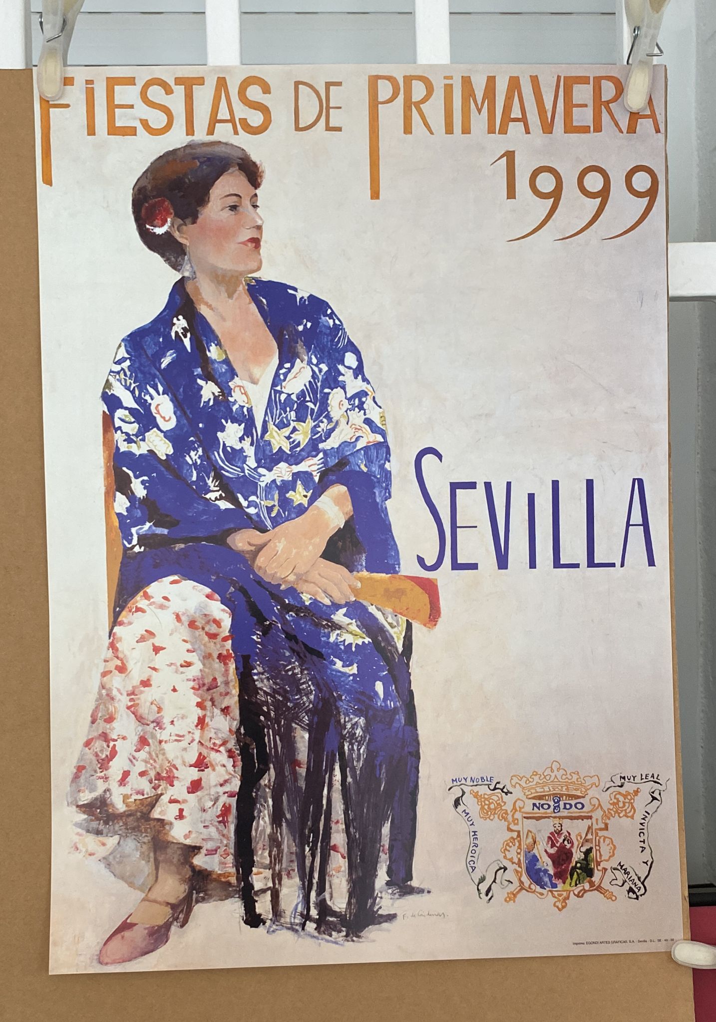 Cartel (47,5x33,5) Sevilla Fiestas de Primavera 1999. Autor Cárdenas