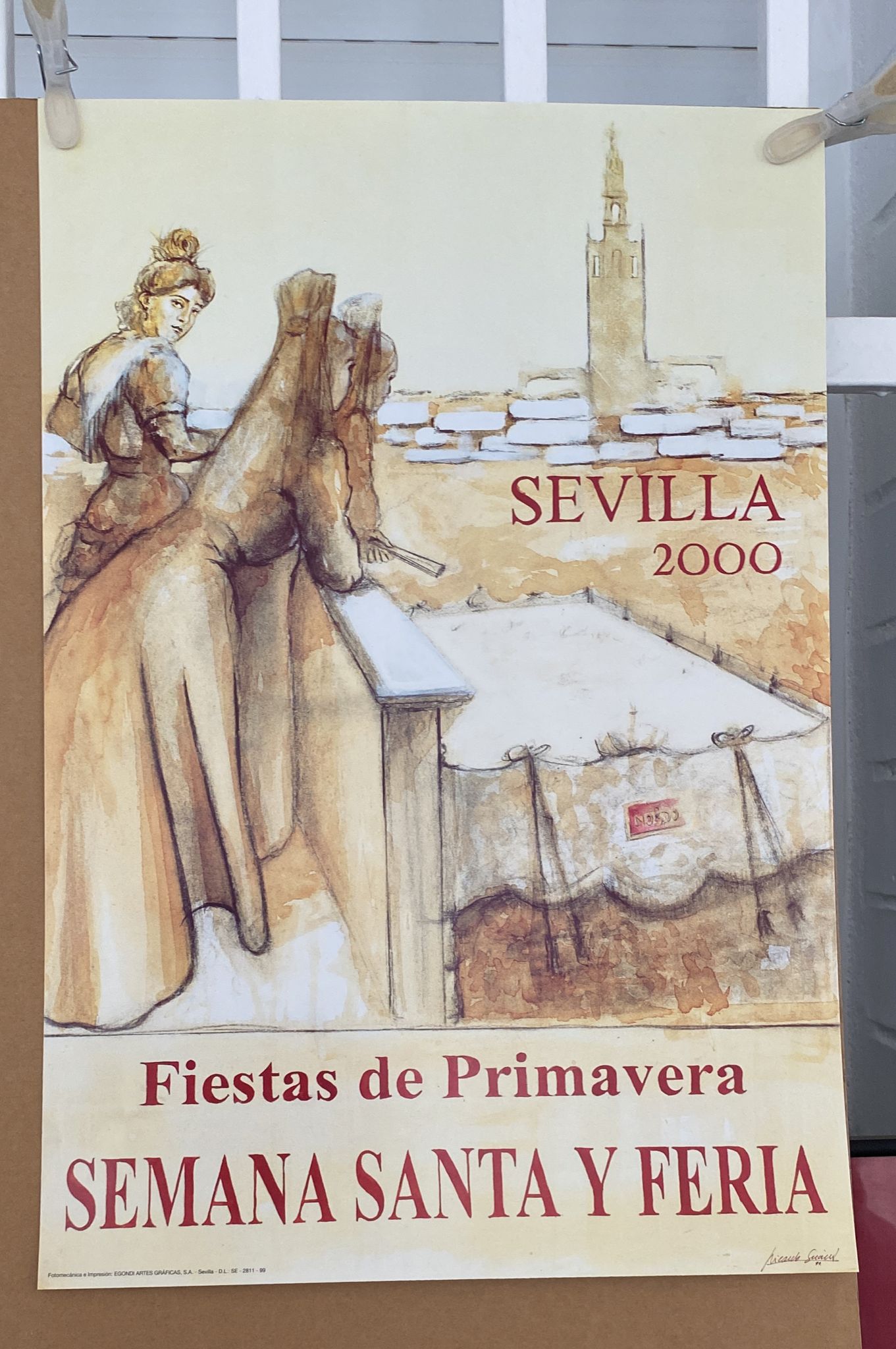 Cartel (49x33) ) Sevilla 2000. Fiestas de Primavera Semana Santa y Feria. R. Suarez