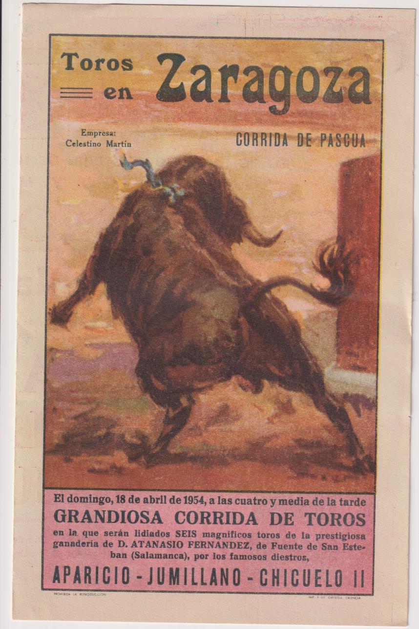 Toros en Zaragoza. Corrida de Pascua, 18 de Abril de 1954
