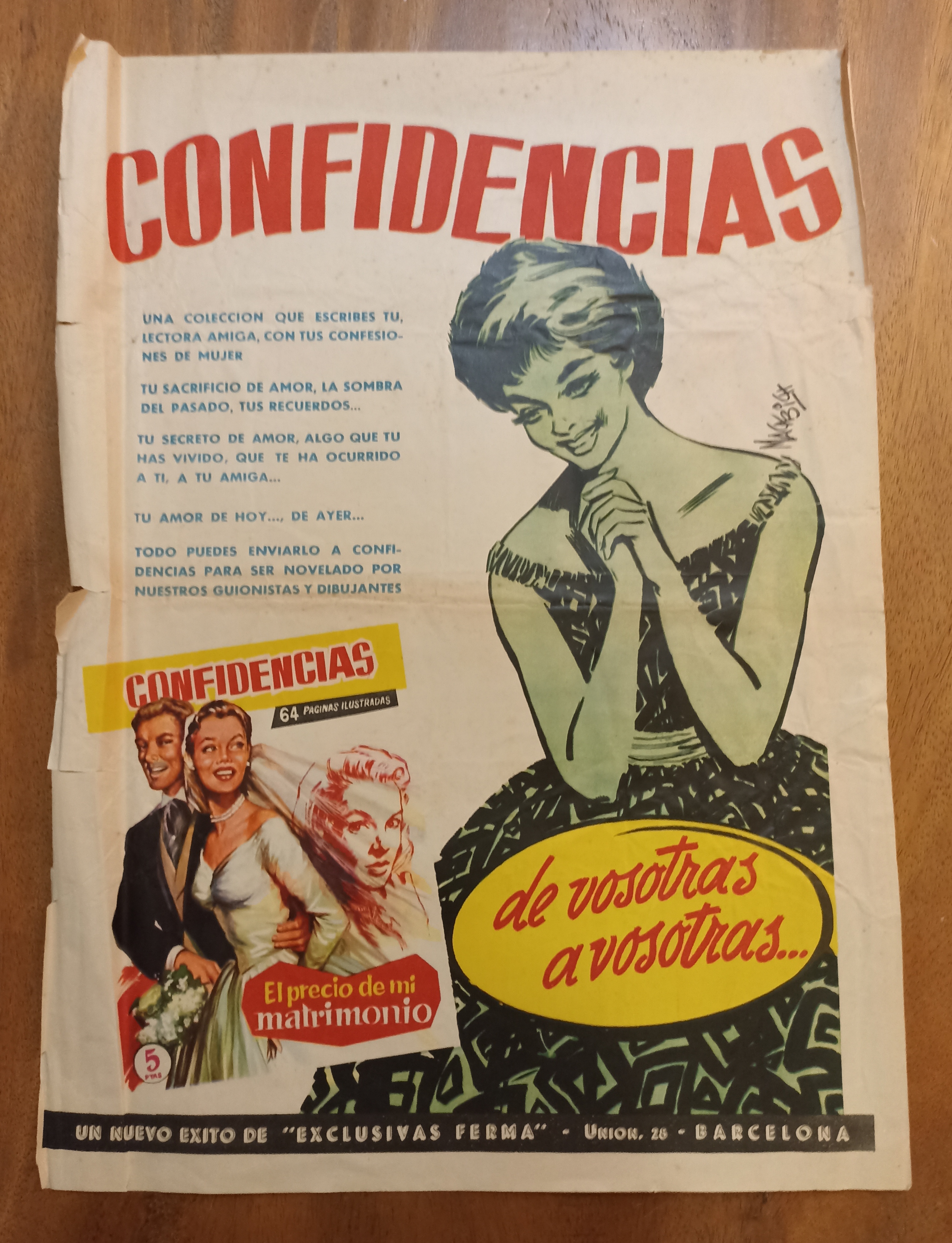 Confidencias. Cartel de Ferma (48x36) Año 1962