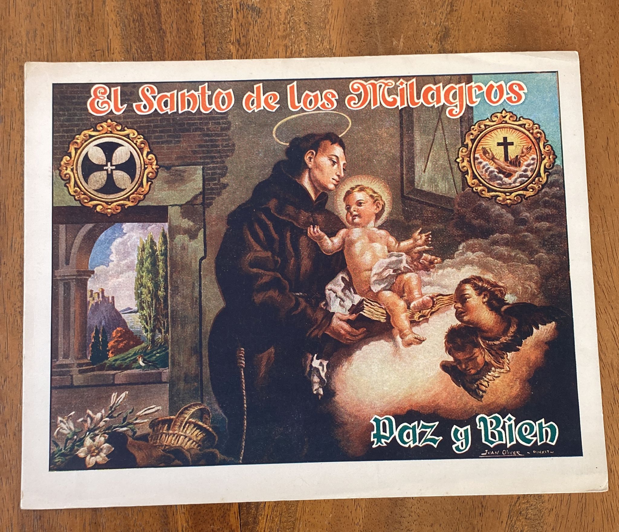 El Santo de los Milagros. Cartón (24,5x31 cms.) de Almanaque para 1940. Pintó Juan Oliver