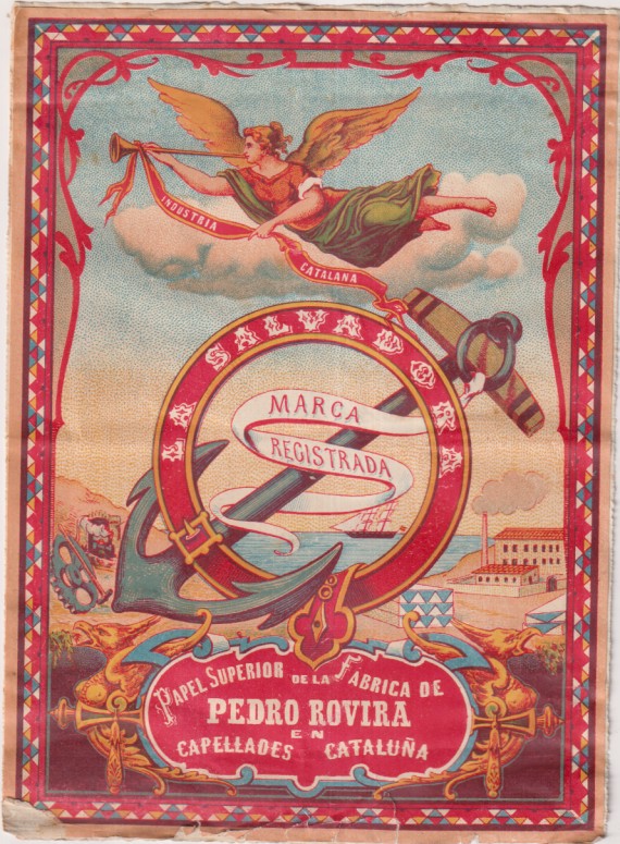 Papel Superior la salvadora. Hoja de Publicidad o pequeño cartel (20,5x15 cm.) de la Fábrica de Pedro Rovira en Capellades