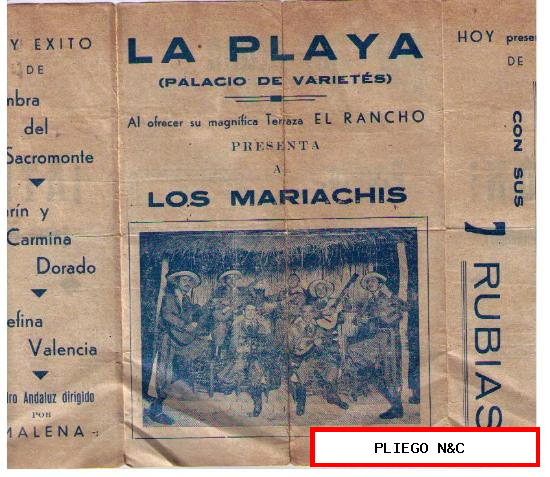 Cartel de mano (18,5x36) La Playa. Palacio de Varietés. años 40