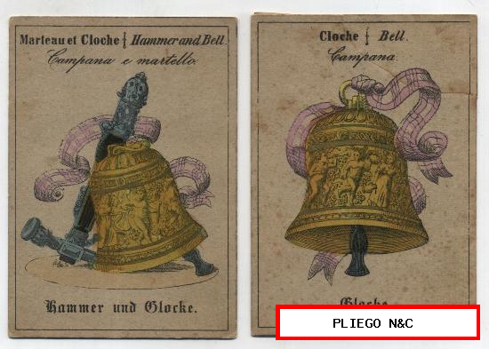 Cromo tarjeta (9x14) siglo XIX. Lote de 2: Campana y Campana e martello