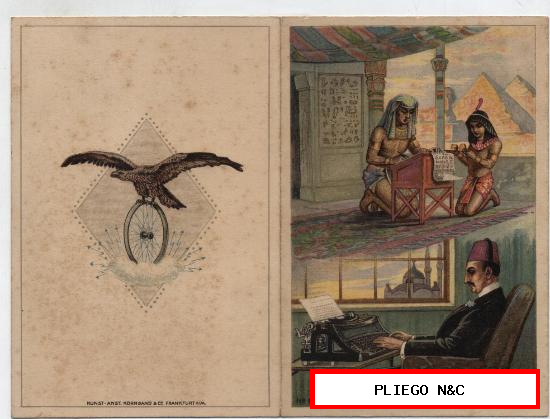Folleto publicitario doble en cartulina (15x20) Máquina de Escribir Adler. Siglo XIX