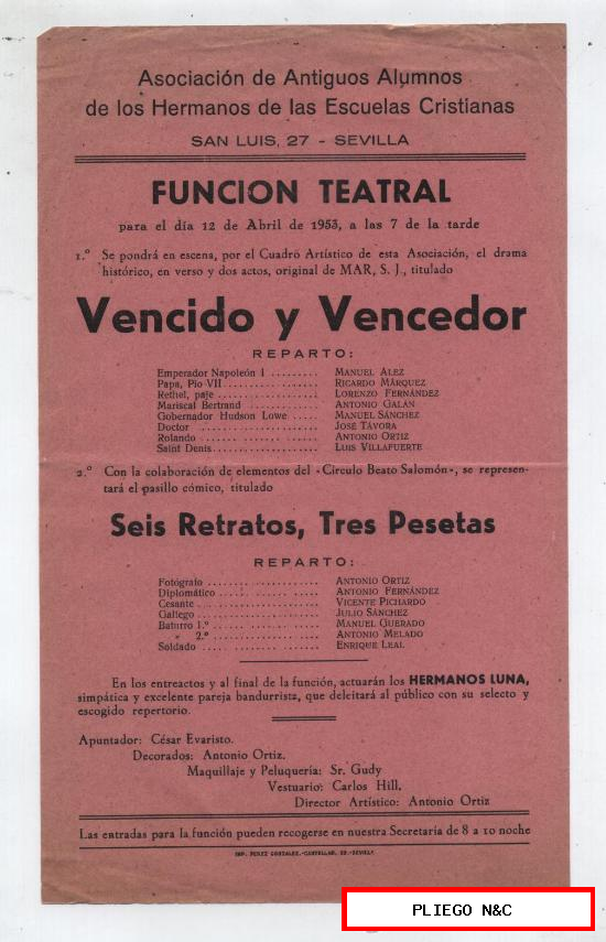 Cartel (24x15) Vencido y Vencedor-Sevilla 1953