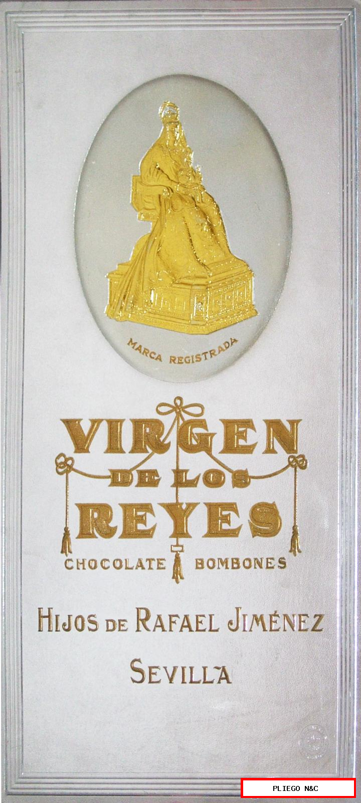Cartel (47x26 cm.) Cartón. Virgen de los Reyes, Chocolates y Bombones, Sevilla. PRECIOSO CARTEL