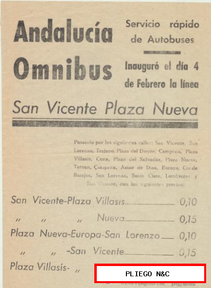 Andalucía Ómnibus. Servicio Rápido de Autobuses. (22x15) Sevilla Años 20-30