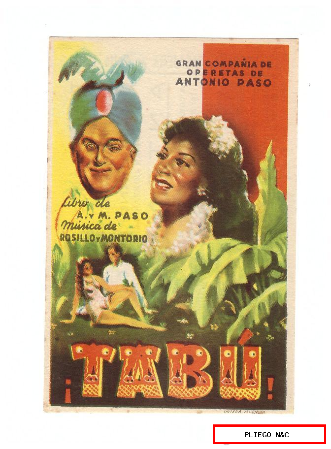 Tabú. Gran Compañía de Operetas de A. Paso. Teatro López de Ayala-Badajoz. 1948