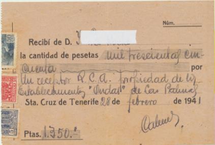 Recibo de Compra de un receptor de Radios . Año 1941