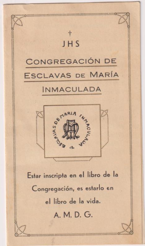 Congregación de Esclavas de María Inmaculada. Sevilla 13 de mayo de 1941. (14x7,5) hoja doble