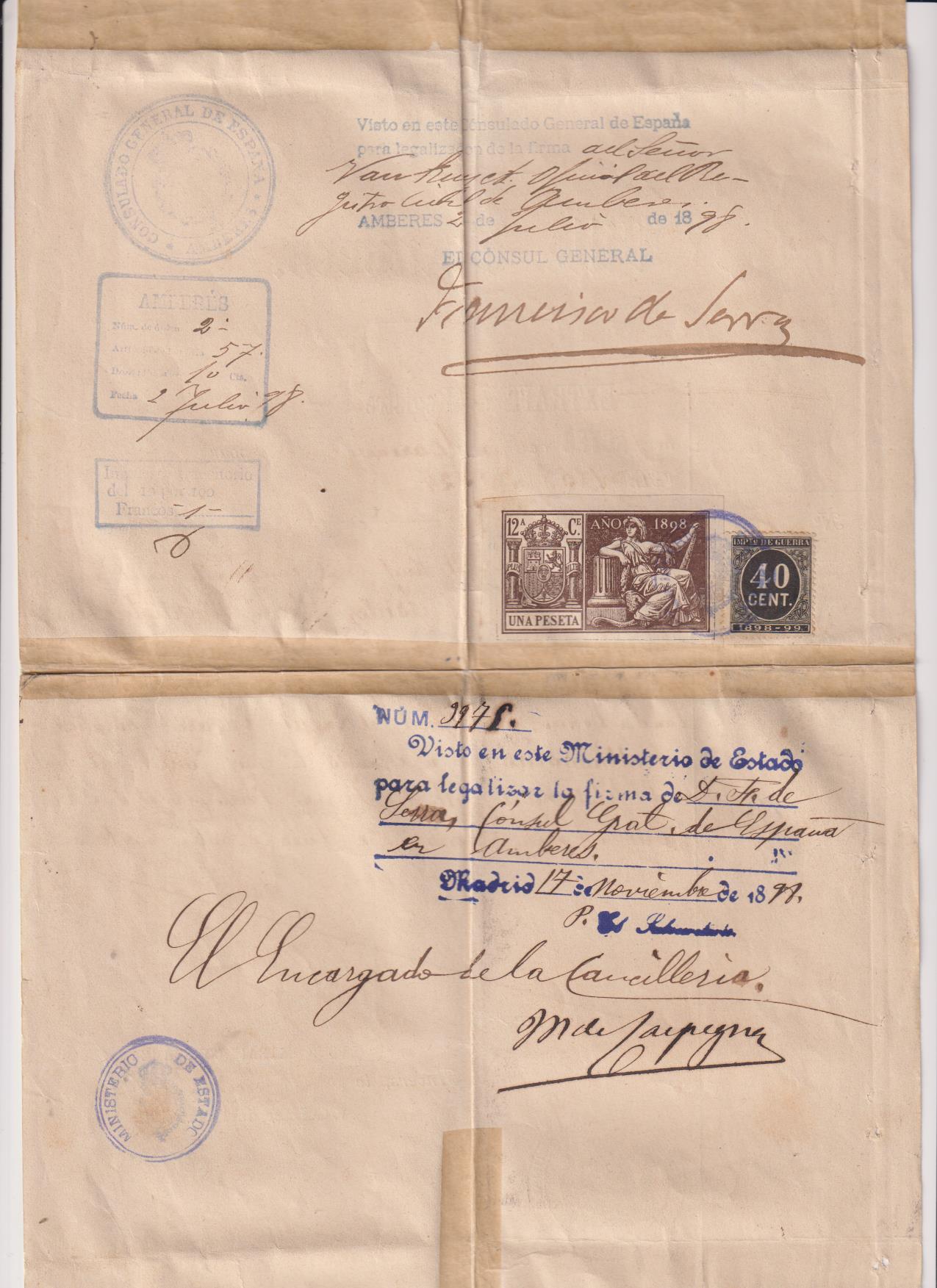 Anvers (Amberes) Certificado de Matrimonio, de 1898