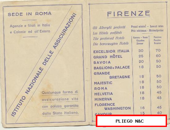 Librito de publicidad Hotelera de Roma. Con mapa plegable (43x31) Itinerarium. Año Santo 1933