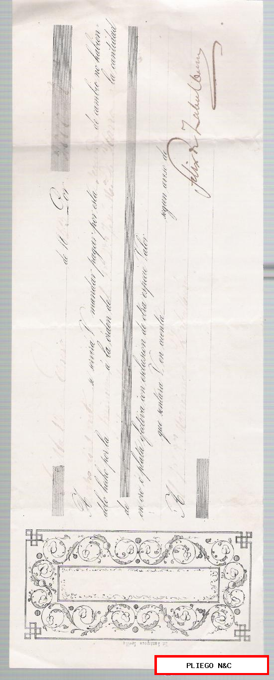 Letra de Cambio por 2.000 Reales de vellón. Sevilla 1853
